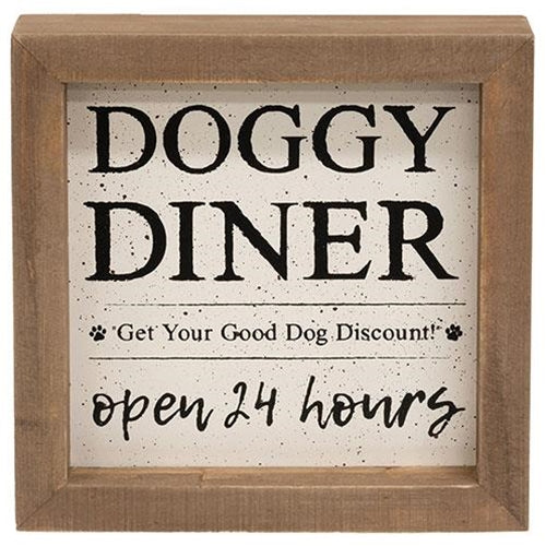 Doggie Diner Open 24 House 6" Framed Sign