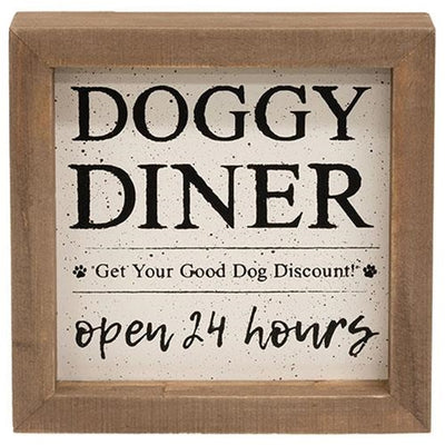 Doggie Diner Open 24 House 6" Framed Sign
