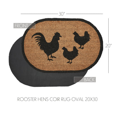 Down Home Rooster & Hens Coir Oval Rug 20" x 30"