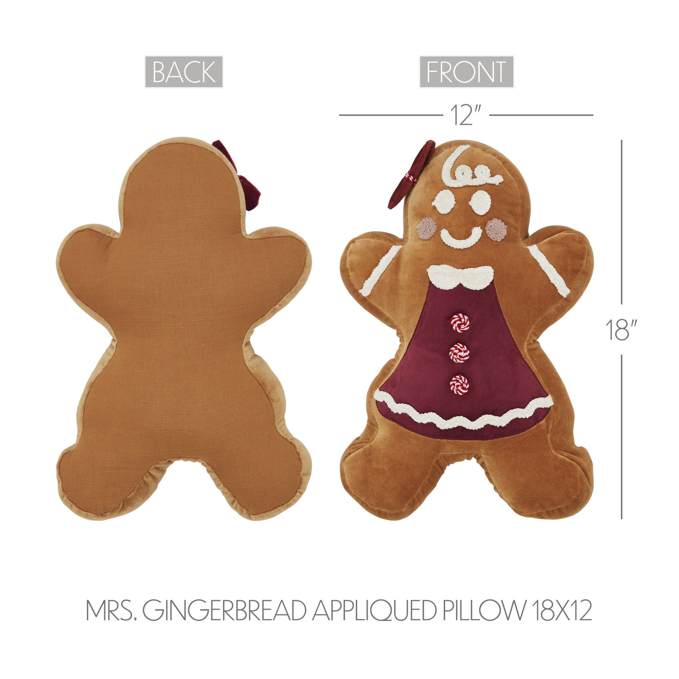 Mrs. Gingerbread Appliqued Pillow