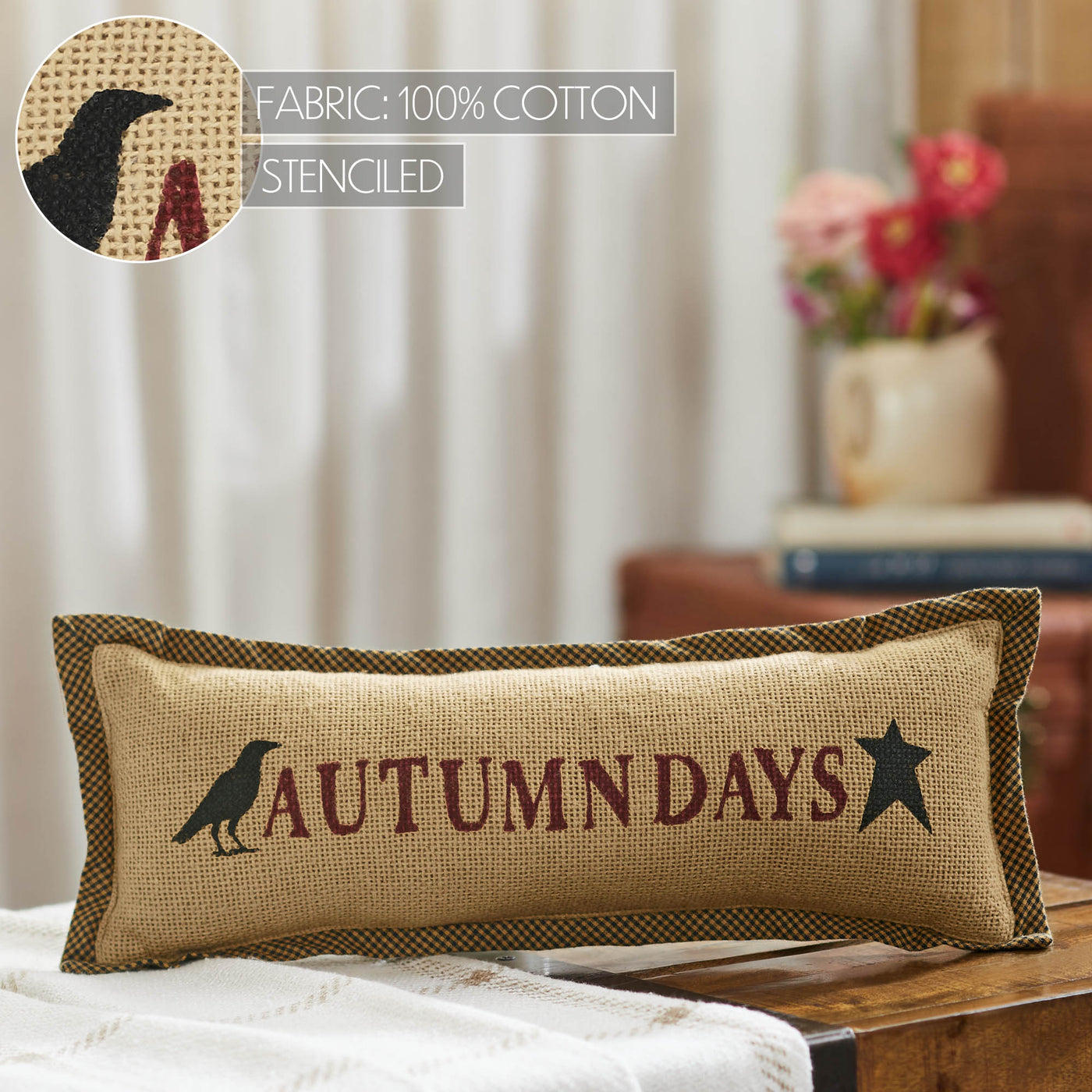 Raven Harvest Autumn Days Pillow 5" x 15"