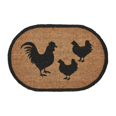 Down Home Rooster & Hens Coir Oval Rug 20" x 30"