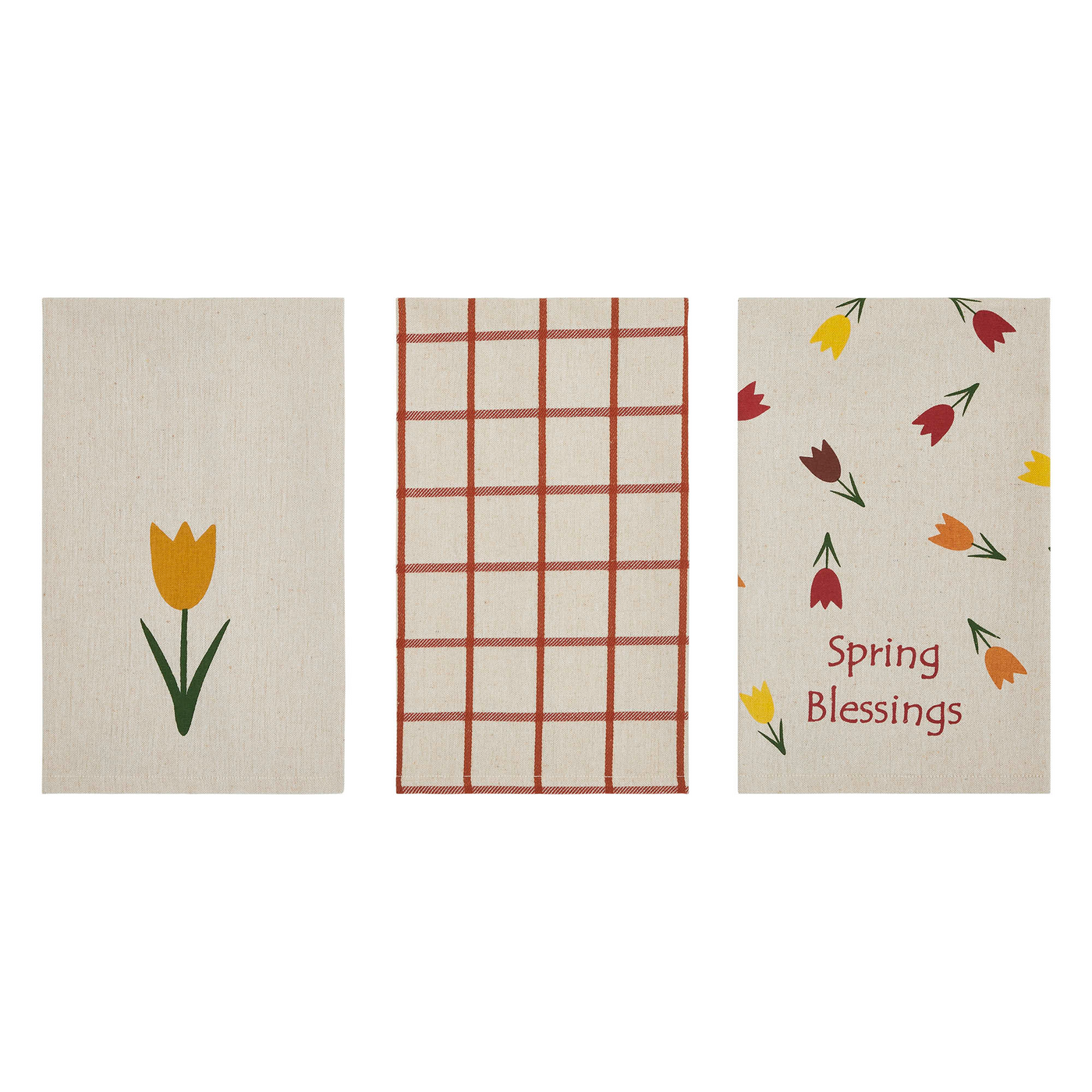 Spring In Bloom Spring Blessings & Tulips Tea Towel Set of 3