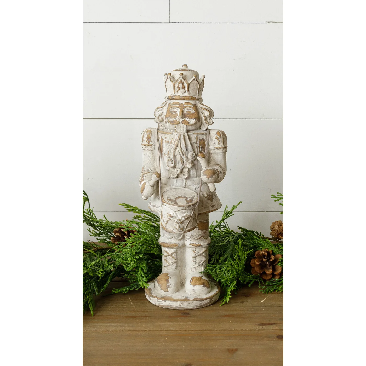 Rustic Nutcracker With Drum Resin 12" H Figure