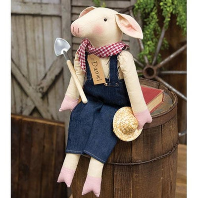 Daniel the Gardener Pig Fabric Figure