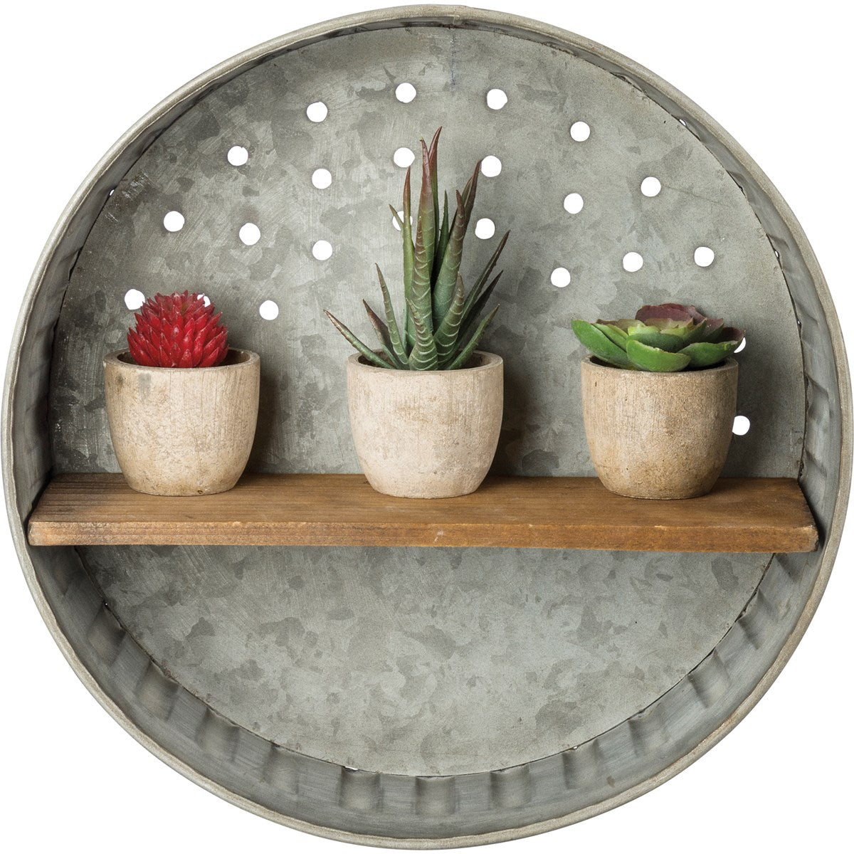 Surprise Me Sale 🤭 Rustic Round Wall Shelf 12" Galvanized Metal and Wood