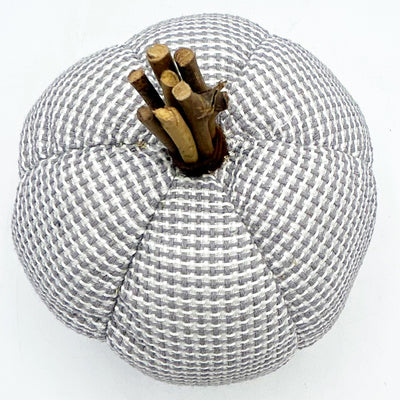 💙 Gray Fabric 6" Pumpkin with Twig Stem
