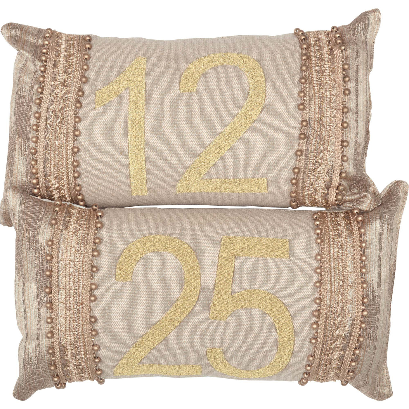 Set of 2 Celebrate 12-25 Small Christmas Pillow Set 7" x 13"