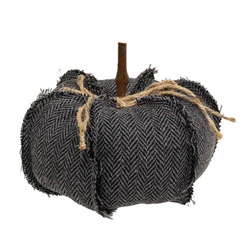 Dark Gray Chevron 4" Fabric Pumpkin
