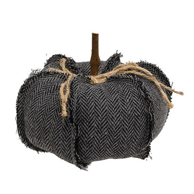 Dark Gray Chevron 4" Fabric Pumpkin