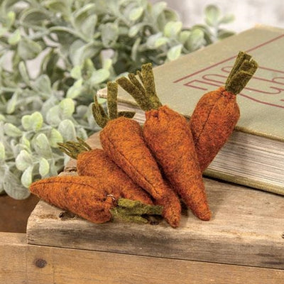 💙 Set of 6 Felt Decorative Carrots 3.25" H