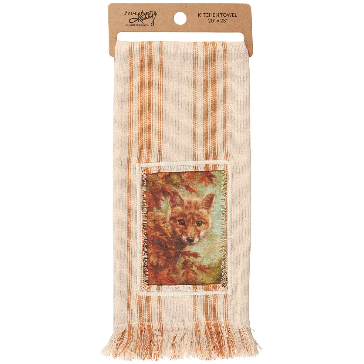 Curious Fox Fall Leaves Kitchen Towel