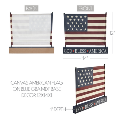 God Bless America Canvas American Flag on Base