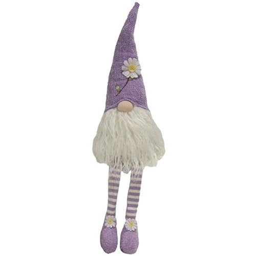 Purple Daisy Gnome Figure with Dangle Legs