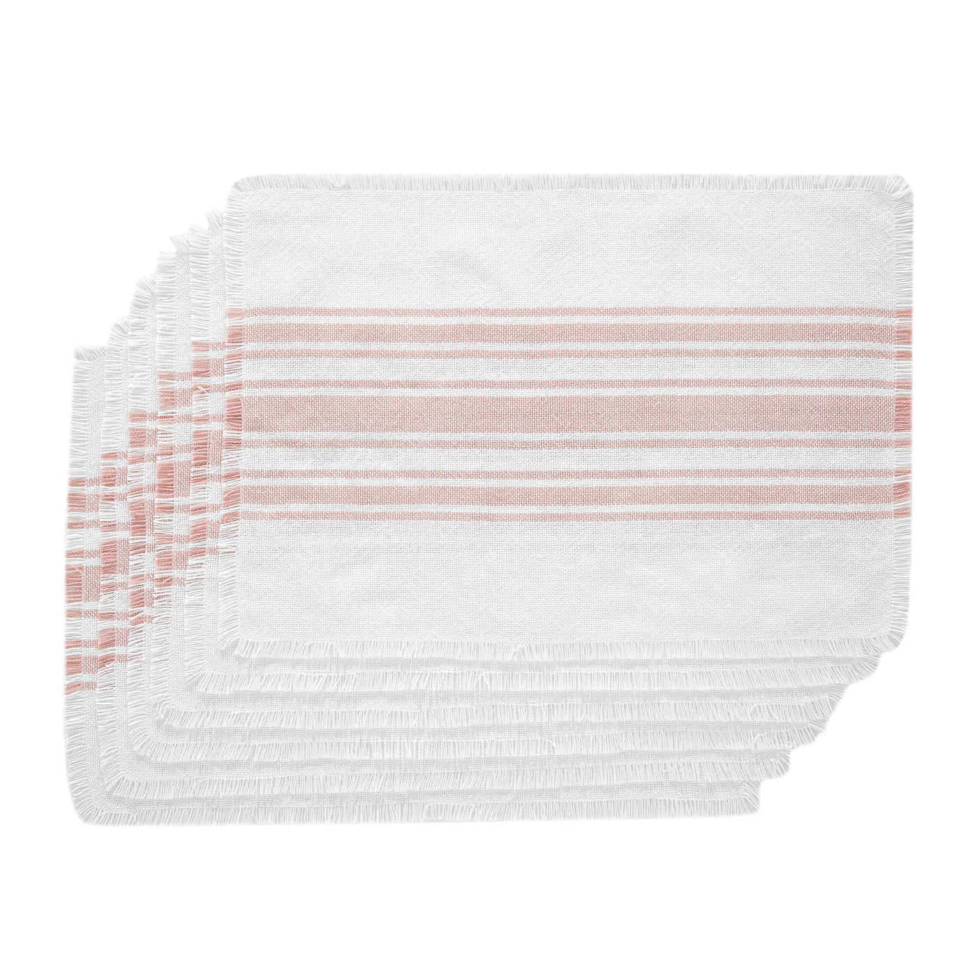 Antique White Stripe Coral Indoor/Outdoor Placemat Set of 6