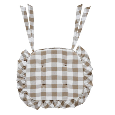 Annie Buffalo Check Portabella Ruffled Chair Pad