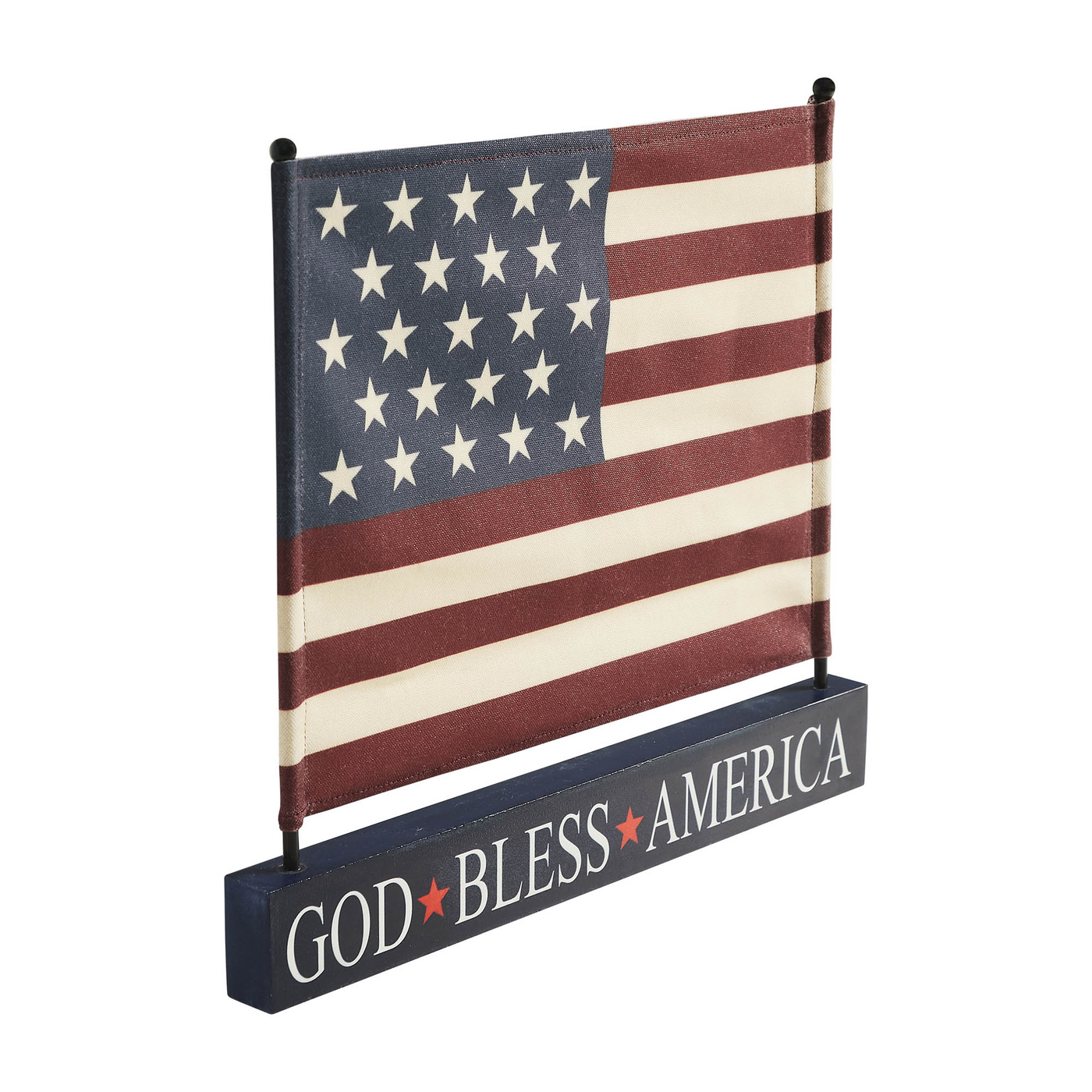 God Bless America Canvas American Flag on Base