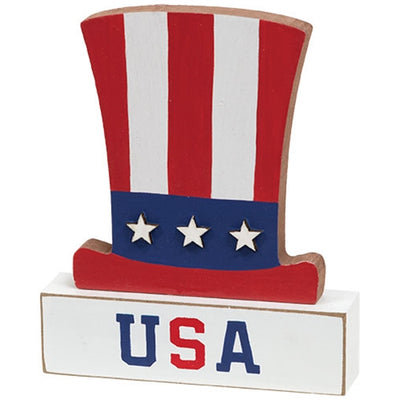 USA Uncle Sam Hat Wooden Sitter