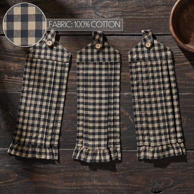 Set of 3 Black Check Button Loop Tea Towels