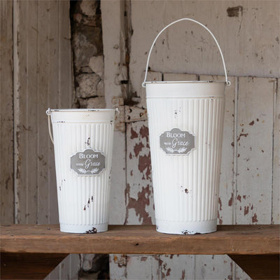 Set of 2 Bloom with Grace Cottage Chic Tall Buckets
