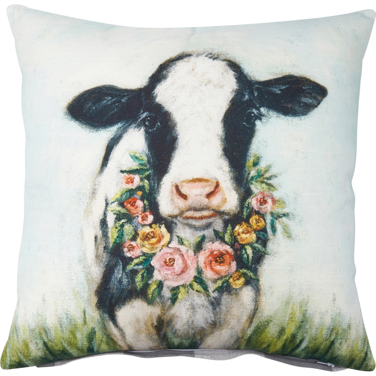 💙 Floral Calf 16" Cow Buffalo Plaid Throw Pillow