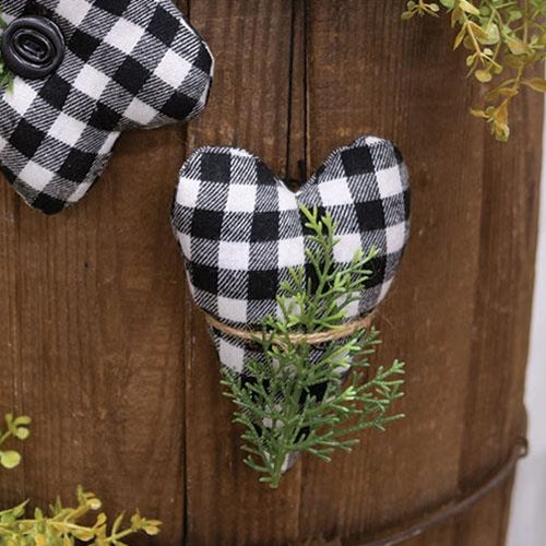 Black & White Check Stuffed Felt Heart Ornament