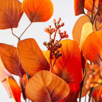 Orange and Rust Eucalyptus 18" Faux Foliage Bush