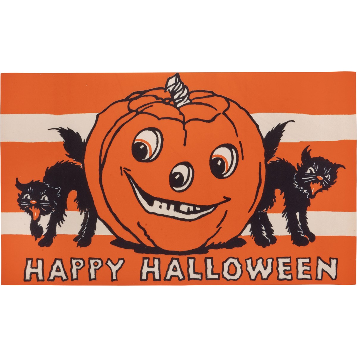 Retro Happy Halloween Jack O'Lantern and Cats Non Slip Rug