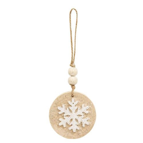 DAY 19 ✨ 25 Days of Ornaments ✨ Set of 2 Glittered White Snowflake Wood Round Ornaments