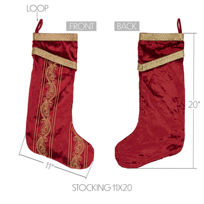 Yule Christmas Red and Gold 20" Stocking