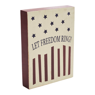 Let Freedom Ring 8" Wooden Block Sign