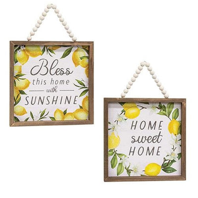 Set of 2 Home Sweet Home Lemons Beaded Framed Signs