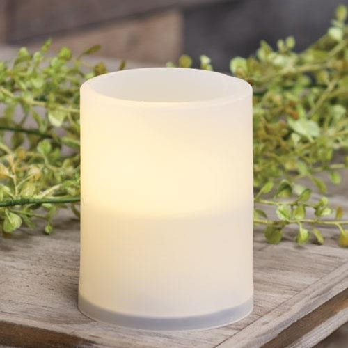 Warm Light White Timer Pillar Candle 3" x 4"