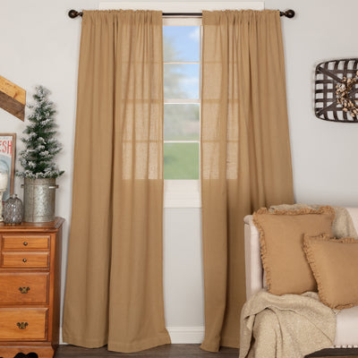 Set of 2 Burlap Natural Panel Curtains 84'' H x 40'' W