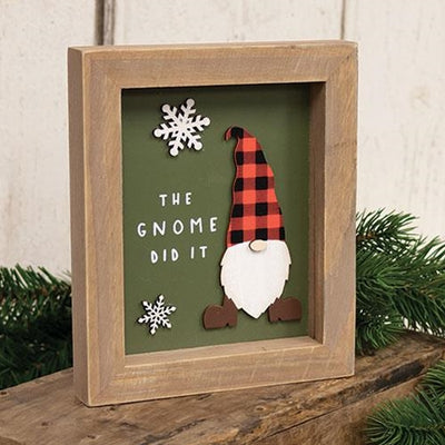 The Gnome Did It 7" Framed Winter Sign