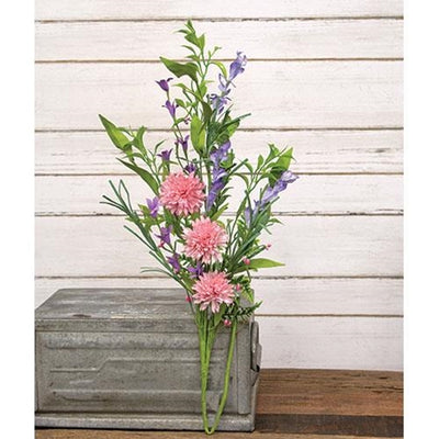💙 Pink Chrysanthemum & Iris 29" Faux Floral Spray