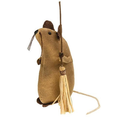 Mouse With Broom Fabric Figure