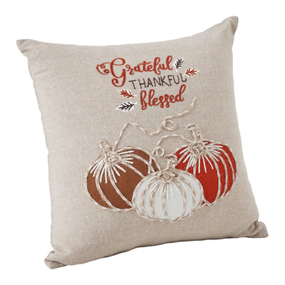 Grateful Thankful Blessed Pumpkins 12" Accent Pillow