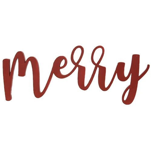 💙 Merry Red Wood 18" Hanging Script Sign