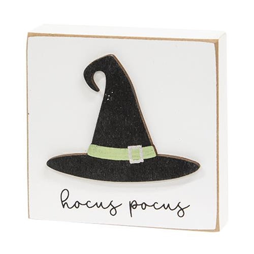 HAPPY BIRTHDAY🎂 💙 Hocus Pocus Witch Hat Mini 3.5" Wooden Block Sign