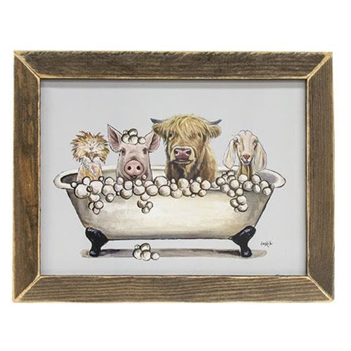 Tubby Time Framed Farm Animal Print 13.5" x 17.5"