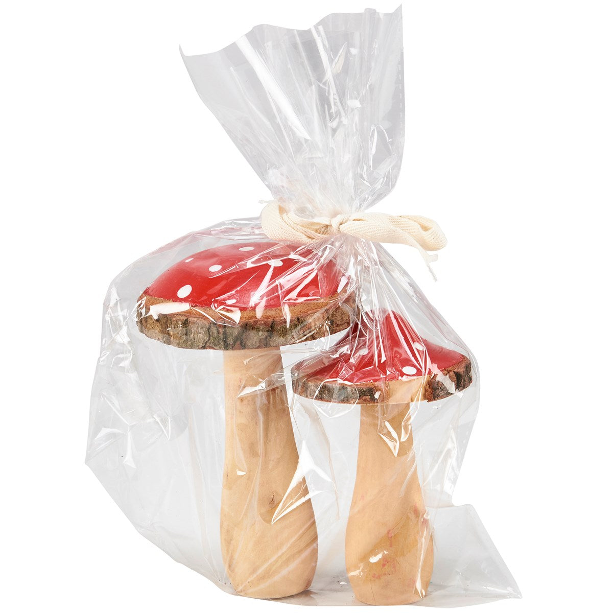 Set of 2 Red Dotted Mushroom Decorative Figures