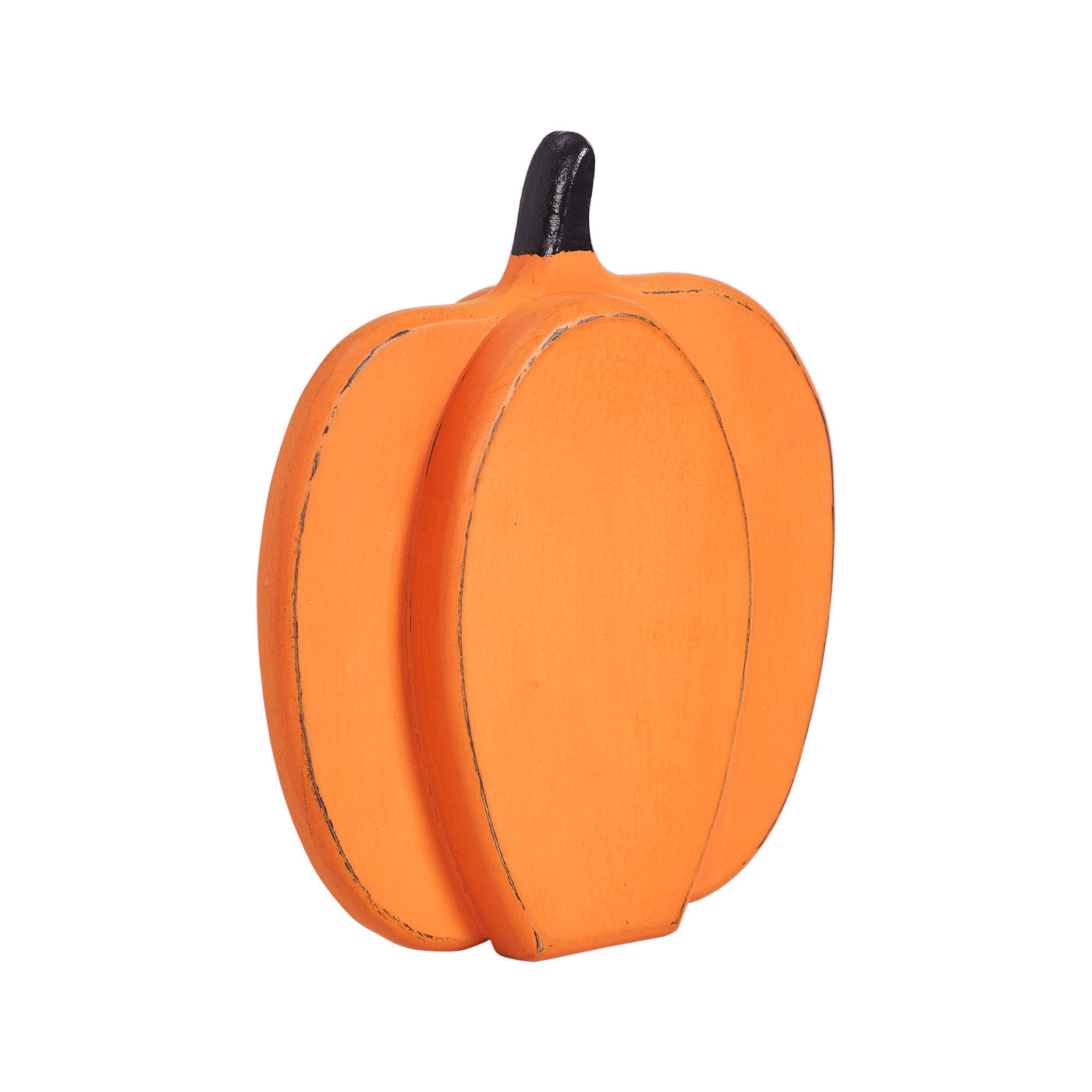 Orange Wooden Layered Pumpkin 9" H