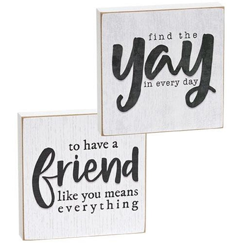 Set of 2 Find the Yay and Friendship 4" Square Block Signs