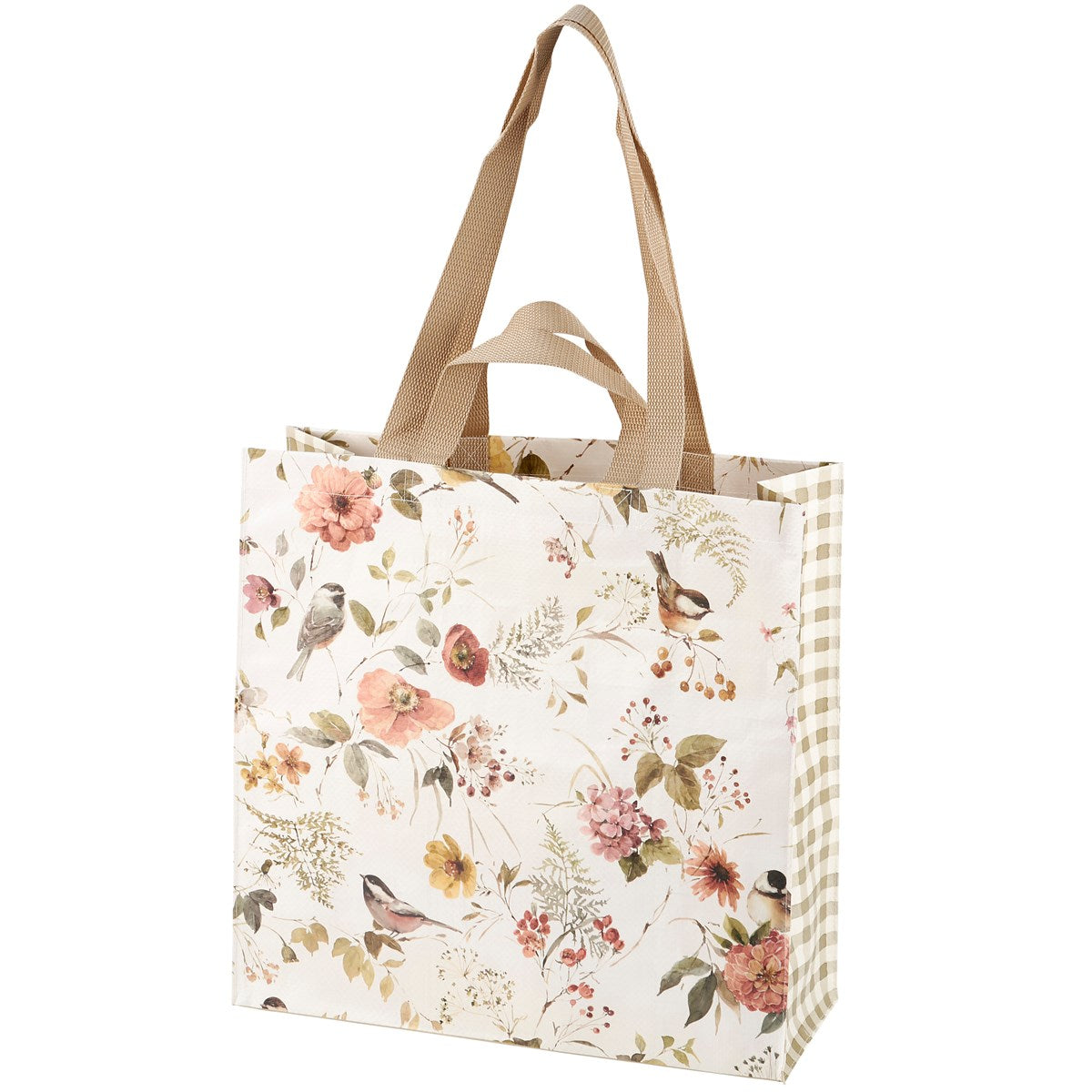 Chickadees and Florals Market Tote Bag