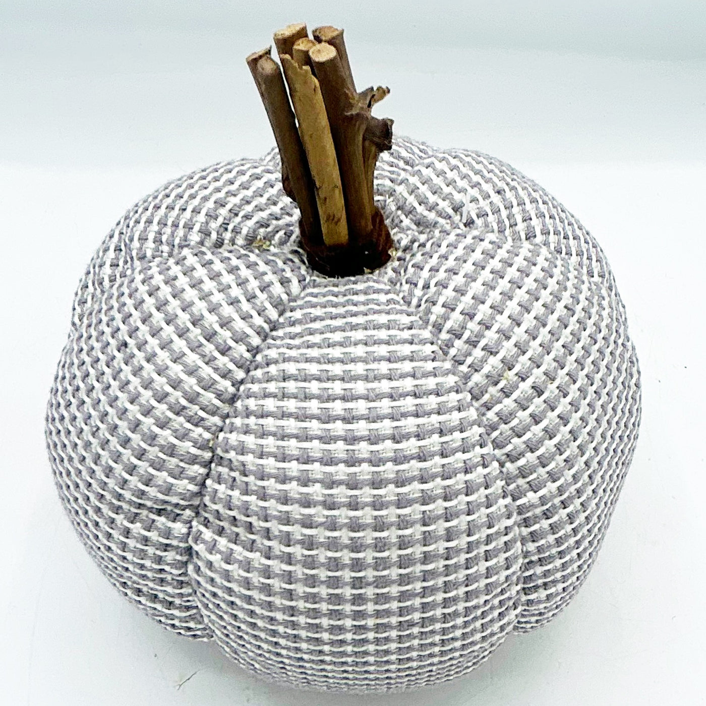 💙 Gray Fabric 6" Pumpkin with Twig Stem