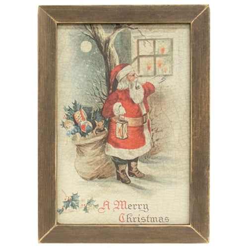 Santa At the Window Merry Christmas 18" Framed Print