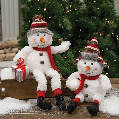 Set of 2 Stuffed Fleece Snowman Sitters
