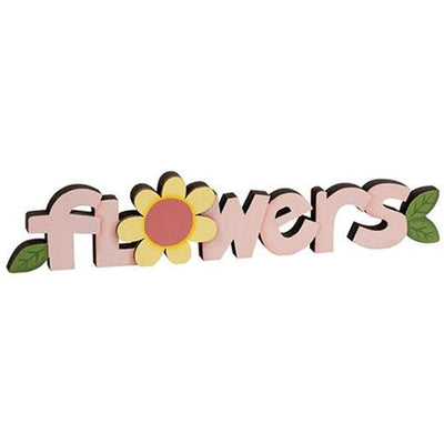 Flowers Wooden Word Cutout Sitter 9"