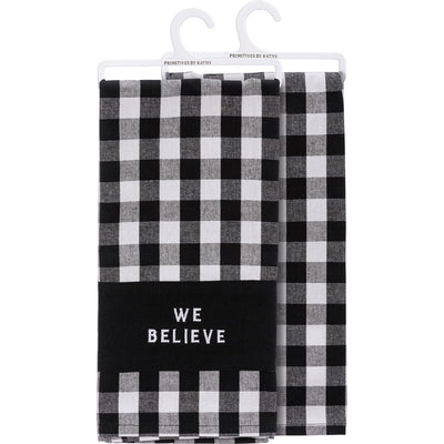 Surprise Me Sale 🤭 💙 We Believe Black and White Buffalo Check Kitchen Towel